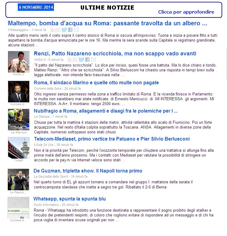 ULTIME NOTIZIE NOVEMBRE 2014